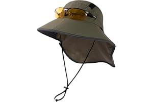TOP-EX M/L/XL/XXL Unisex Mens Sun Hat with Neck Flap Sunglass Lock UPF 50 Wide Brim Fishing Hats Waterproof & Packable