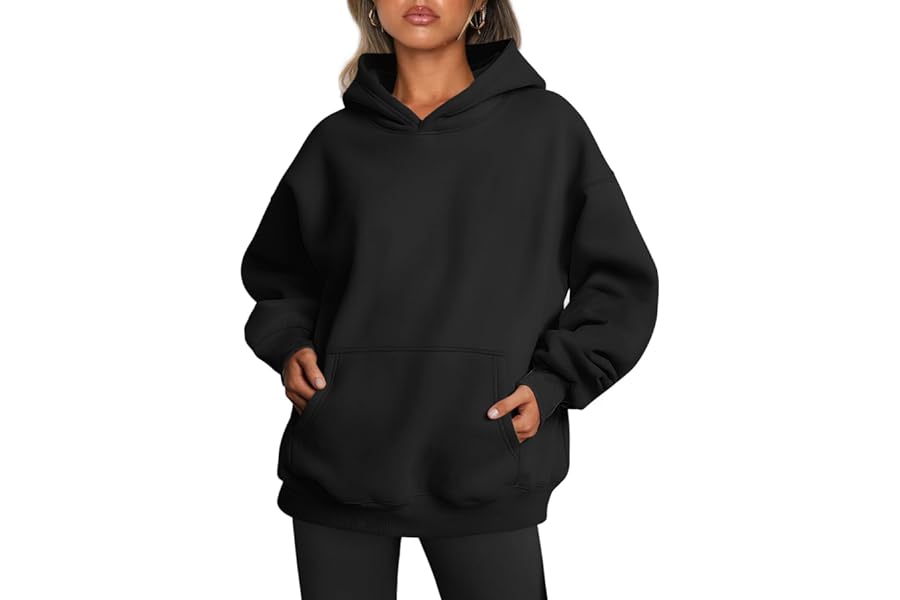 Trendy Queen Womens Hoodies Oversized Sweatshirt | Cozy Fleece Hoodie,Basic Pullover Sweatshirt,Large Kangaroo Pocket,Seamless Daily Outfit Match