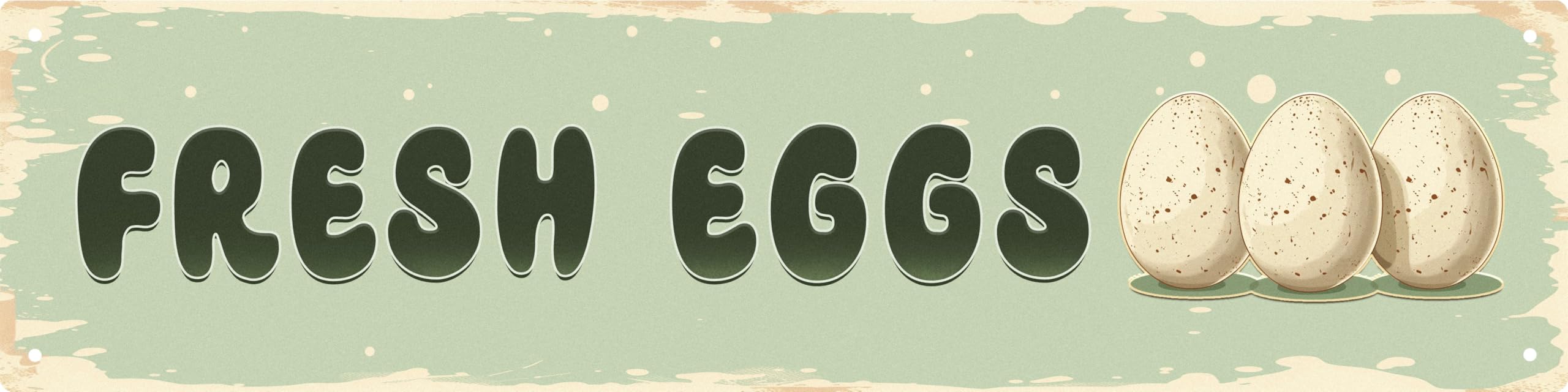 Photo 1 of Fresh Eggs Metal Tin Sign - Vintage Farmhouse Art for Coffee Bar, Bathroom, Man Cave - Funny Wall Decor Accessories for Home, Cool Room - Road Street Garage Signs 4x16 in