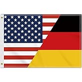 2×3 FT Germany USA Friendship Flag, Medium 60×90CM 150D German Outdoor Banner,Double Side Printing American Decor For Patio Garden With Brass Gromment