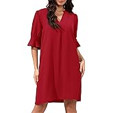 Aphratti Women's Shift Dress Short Sleeve V Neck Flowy Cute Casual Spring Summer Dresses