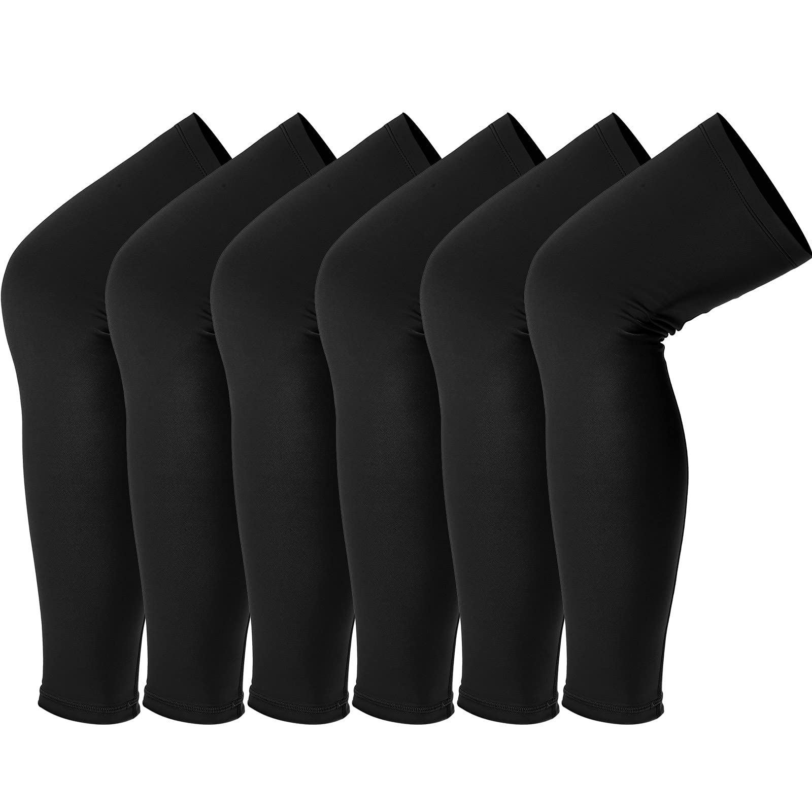 Photo 1 of Leg Sleeves Compression Long Knee Sleeve UV Preserve for Men Women Sport Basketball Football (Black,6 Pieces)