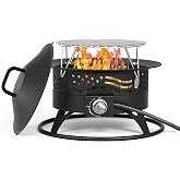 Portable Propane Fire Pit, 20 Inch Smokeless Gas Fire Pit Bowl for Outside, 60,000 BTU Outdoor Firepit with Grill Grate & Lid