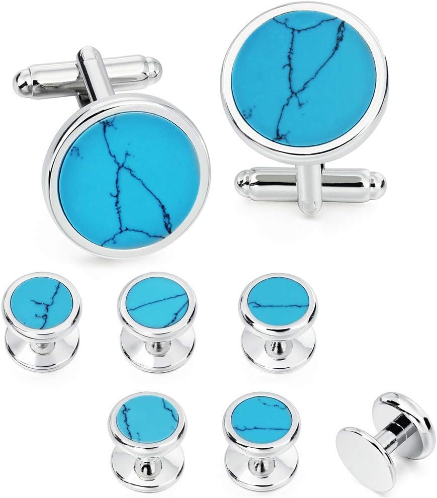 HAWSON Mother of Pearl Man Tuxedo Shirt Studs and Cufflinks Set for Wedding Business