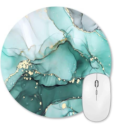 ZNDUO 2 Pack Round Mouse Pad Black Marble Texture Art 7.9" Small Non-Slip Rubber Gaming Mousepad Desk Mat For Home Office