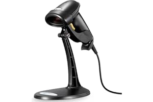 Esky Barcode Scanner with Stand, Wired Handheld Bar Code Scanner with Adjustable Stand, Automatic 1D USB Laser Scanner Support Windows/Mac/Linux for Store, Supermarket, Warehouse, Library