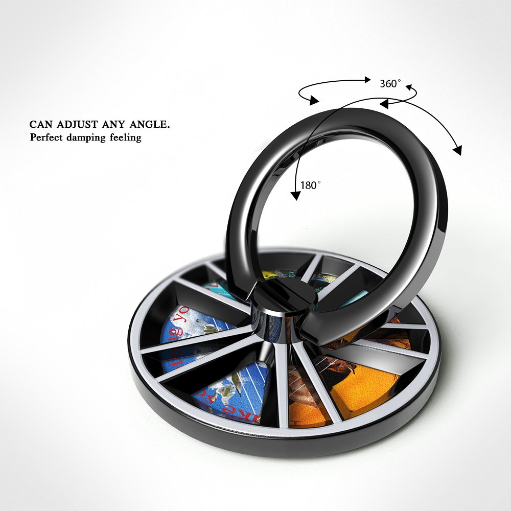 Finger Phone Ring Stands-Finger Spinner Knob Portion Function for Smart Cellphone Mount (Black & Siliver)