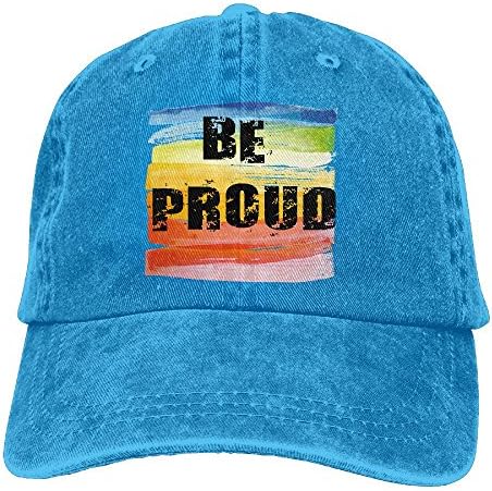 SKXJ0IOAI TeeStars - Be Proud Pride Parade Gay Rainbow Flag Unisex Flat Bill Hip Hop Cap Baseball Hat Head-Wear Cotton Snapback Hats Royalblue