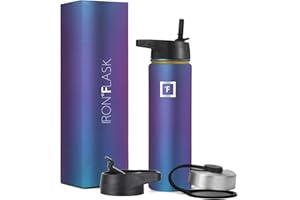 IRON °FLASK Sports Water Bottle - Wide Mouth with 3 Straw Lids - Stainless Steel Sports Water Bottles for Gym and Outdoor - f