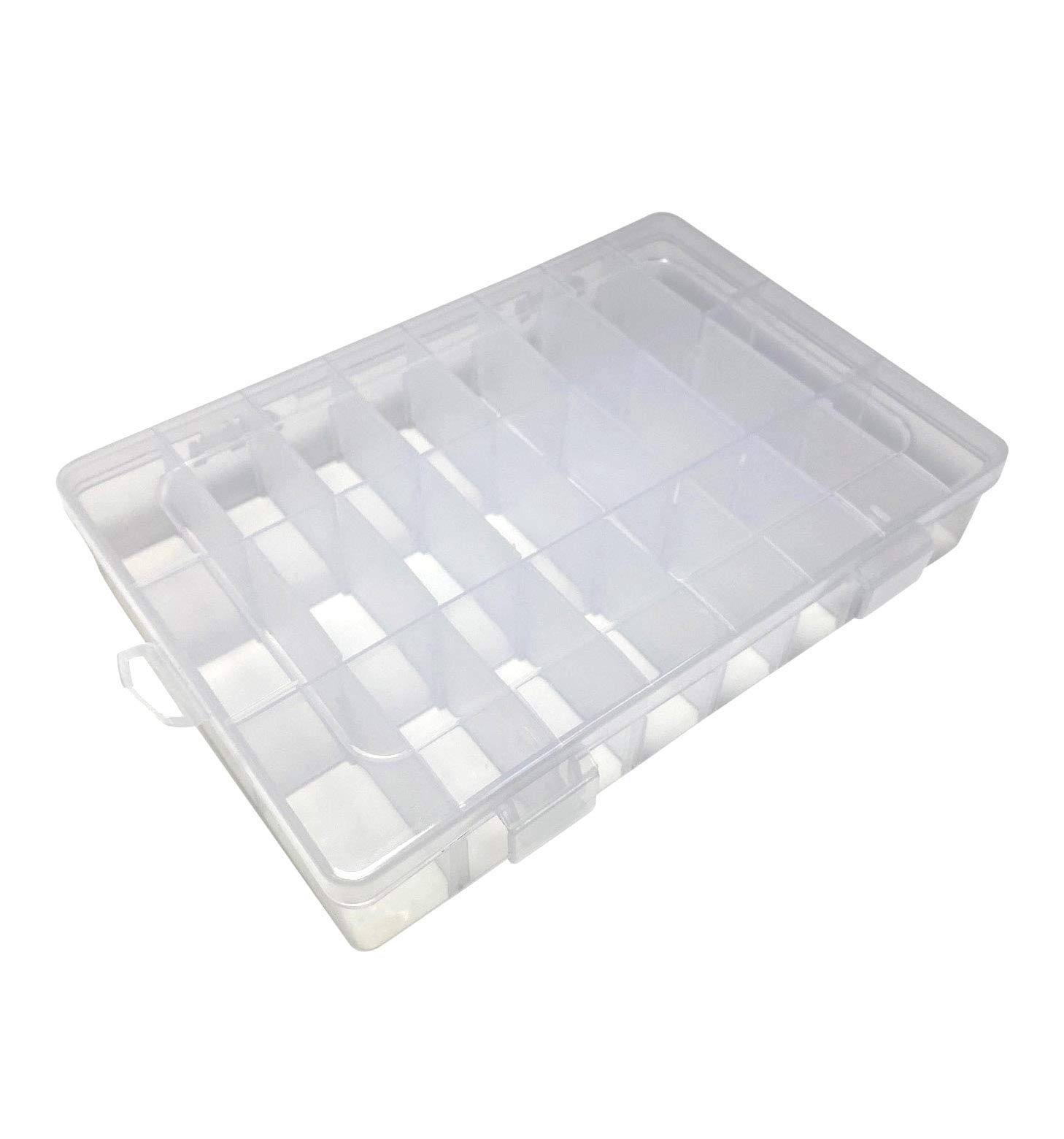 On1shelf Transparent Thick Hard Plastic Adjustable Compartment Slot Plastic Craft Storage Box Organizer For Toy Desktop Jewelry Accessory Drawer Or Kitchen (19.6x13.2 x3.6 cm)