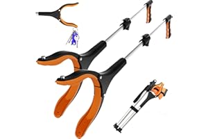 ALFELE Grabber Tool 2 Pack, 32" Foldable Reacher Grabber Pickup Tool, 4" Wide Jaw, 360° Rotating Head, Lightweight Trash Picker Grabber for Elderly, Grabber Reacher Tool for Trash Pick Up Stick