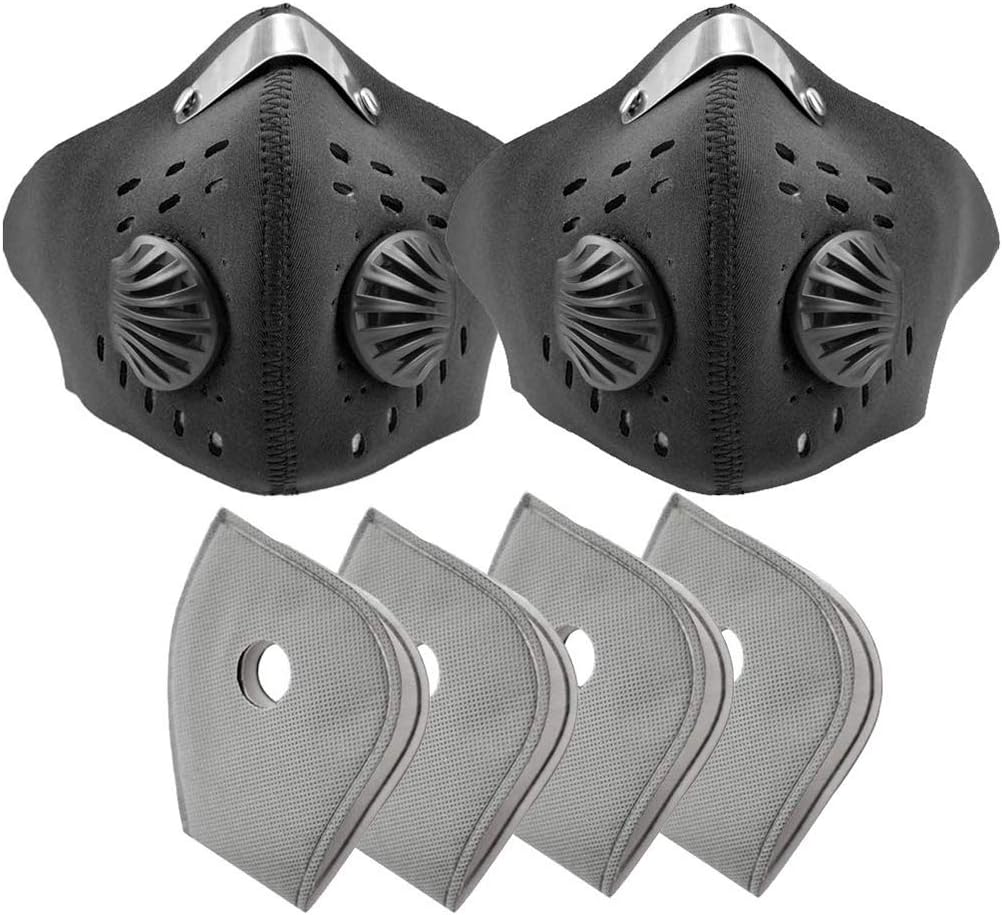 Dustproof Mask, Anti Pollution Face Mask with PM2.5 Activated Carbon Filters Breathable Protective Sports Masks for Running Cycling Outdoor Activities