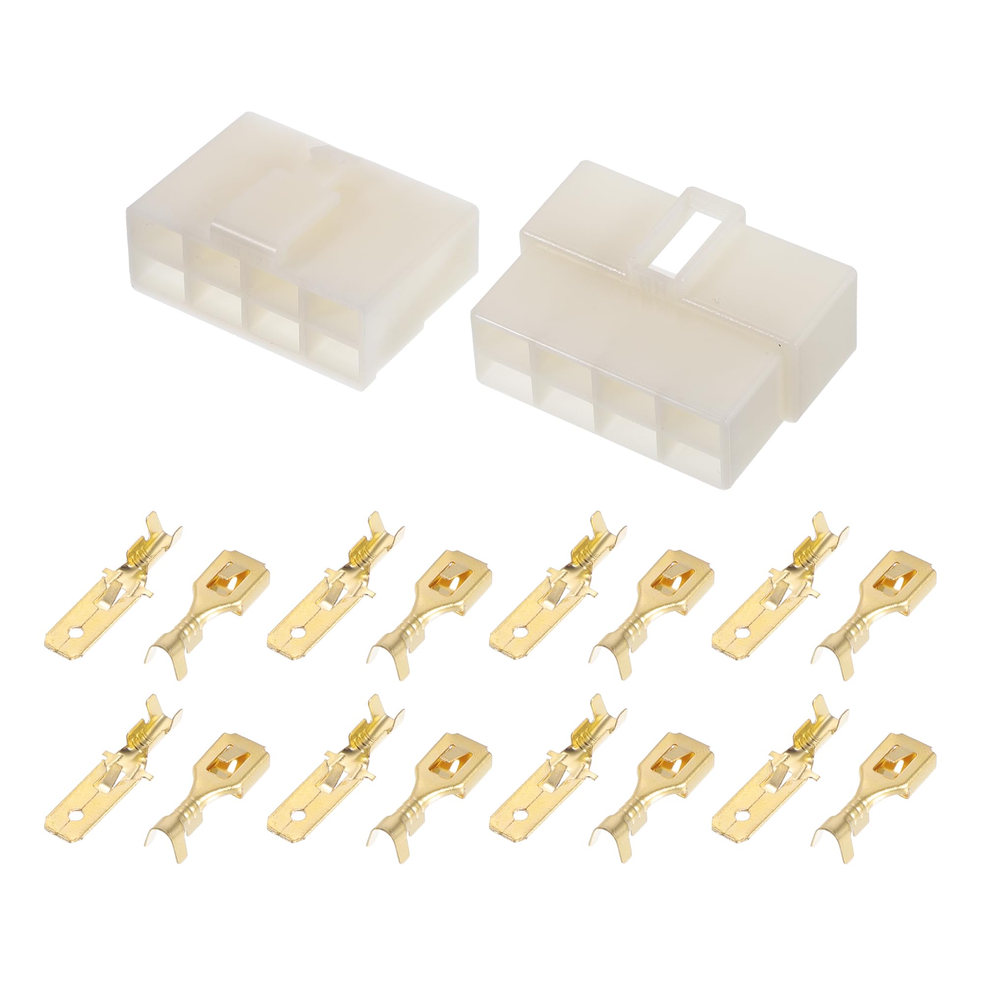 A ABSOPRO 8 Pin Car Electrical Wire Connector Plug Kits Waterproof 6.3 Series Male Female Cable Terminal Housing Plastic Copper Beige