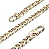 Purse Chain Strap Handle Shoulder Crossbody Metal Replacement Handbag Chainstrap | Polished 360 Clasp | 9mm Curb PurseChain | Long Lasting Shine | 20CM - 120CM Selecting (Gold 16" / 40cm)
