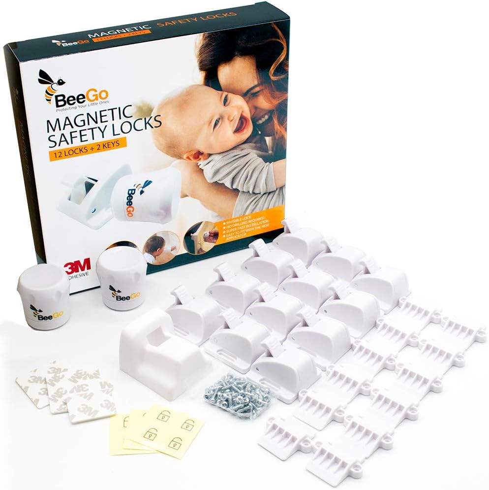 BeeGo Cerraduras de armario magnéticas a prueba de seguridad para niños