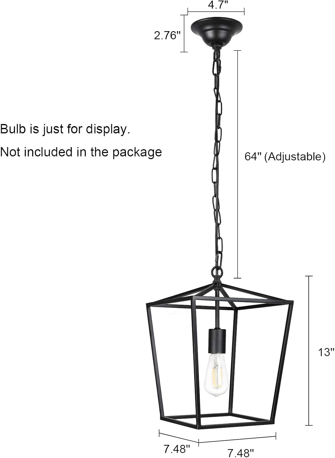 Paragon Home Pendant Light Hanging Lantern Lighting Fixture for Kitchen and Dining Room, Industrial Retro Iron Chandelier Fixture,E26 Base, Black (Bulbs Not Included): Home Improvement