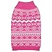 Blueberry Pet 5 Patterns Vintage Tinsel Knit Fair Isle Dog Sweater in Hollywood Cerise, Back Length 12