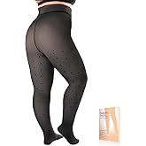 NOLUNT Plus Size Fleece Lined Tights Women, Fake Translucent Winter Thermal Pantyhose, High Waist Warm Thermal Leggings.