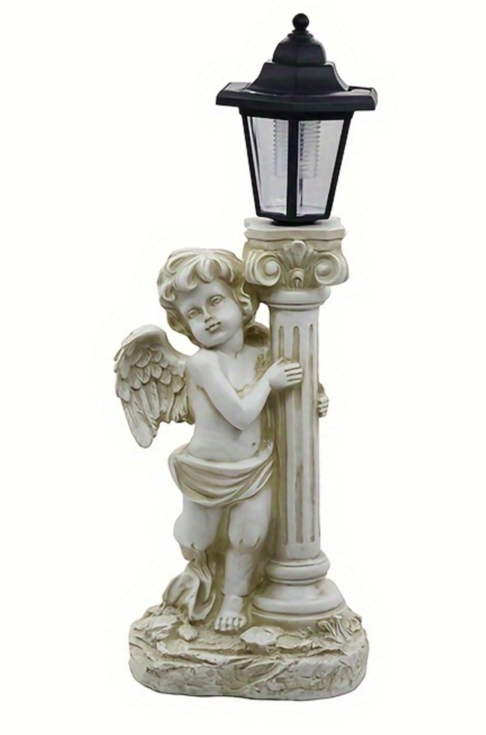 Photo 1 of 1 PC Sunshine Angel Solar Lights Sculpture, Roman Column Angel Garden Statue, Outdoor Solar Pathway Light Landscape Decoration Ideal for Garden Patio Yard Lawn (Right)