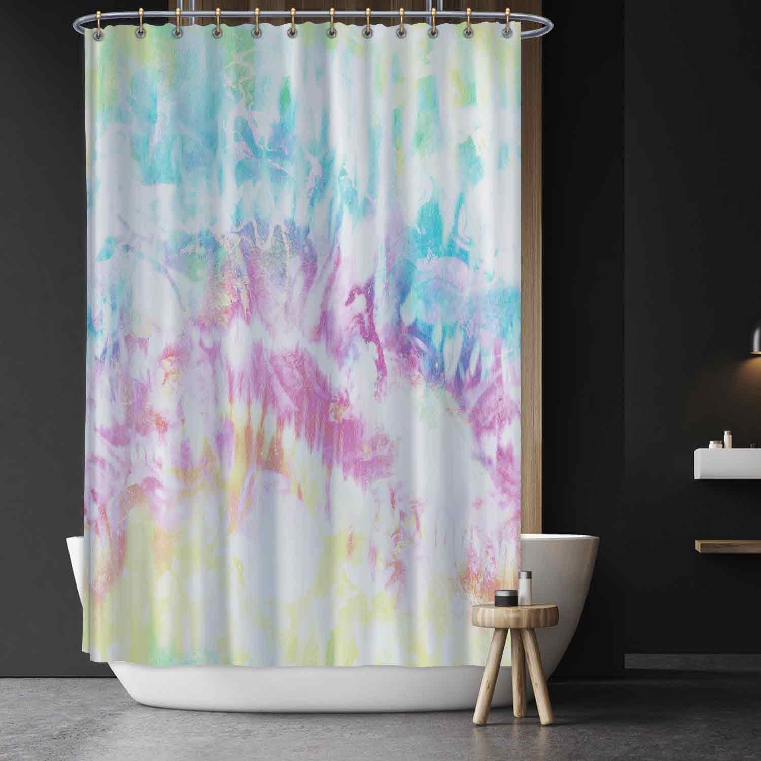 Aluoni Distorted Pastel Tie Dye Print Bathroom Decor Set For Bathroom 70 X 72in Amazon Ca Home Kitchen