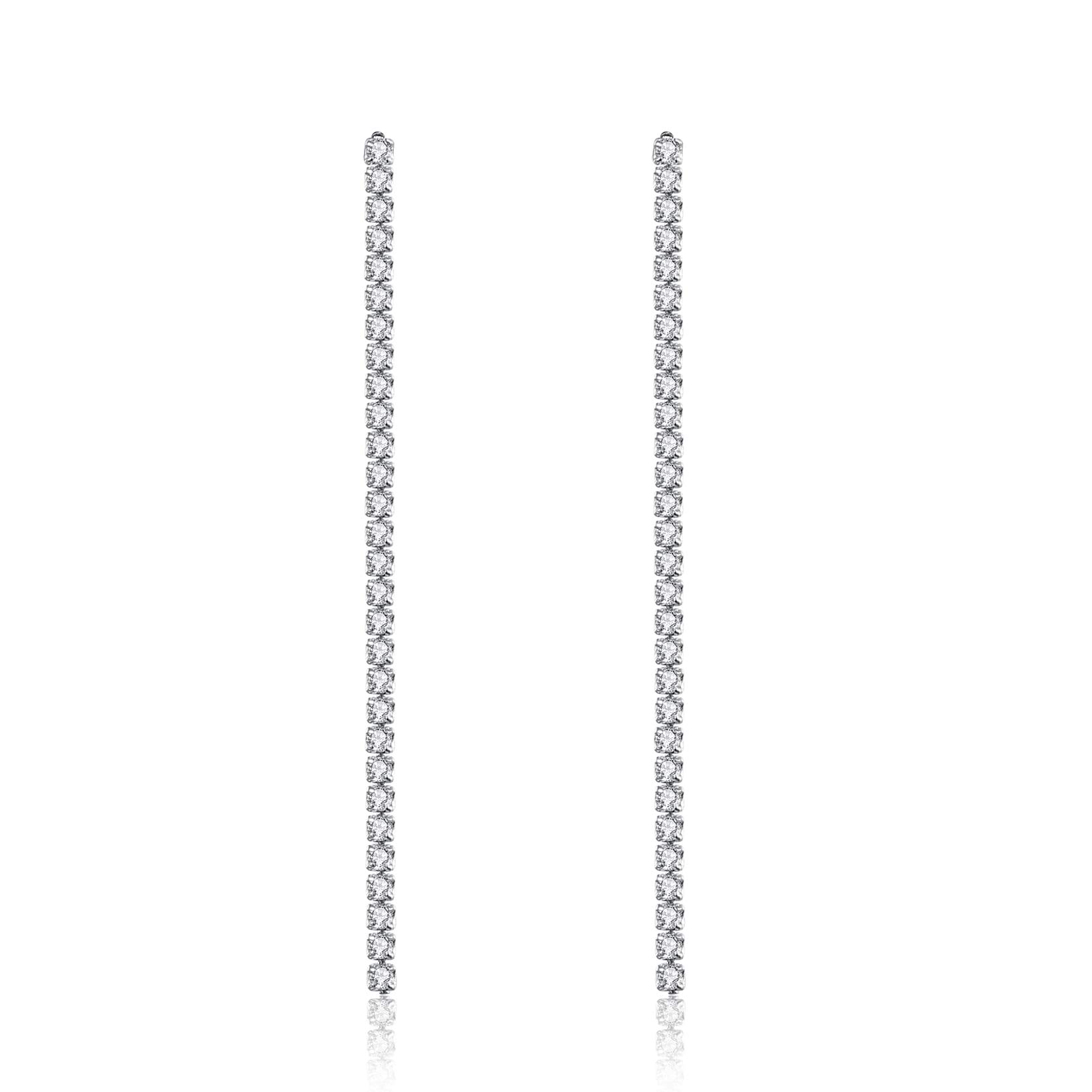 VIKI LYNN 925 Sterling Silver Classic Cubic Zirconia Earrings Long Line Dangle Drop Earrings for Women