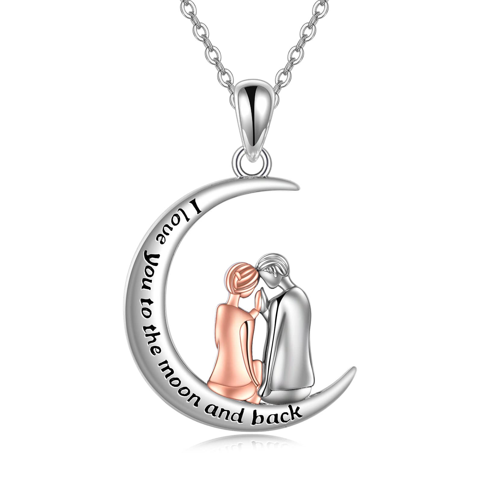 YAFEINI Moon Necklace for Women 925 Sterling Silver I Love You to the Moon and Back Couple Promise Gifts Jewelry for Women