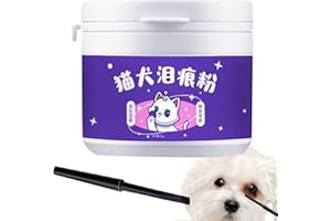 Dog Tear Stain Powder - 60g Natural Remover with Brush, Safe Eye Care for Pets | Tear Stain Cleaner for Dogs & Cats, Gentle E