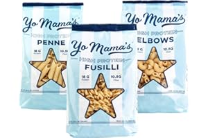 YO MAMA’S FOODS Yo Mama's Foods High Protein High Fiber 3 Variety Pasta (Fusilli, Penne and Elbow) | (3) 10.6 Ounce Bags. | Plant Based, Low Glycemic, and Gluten Free with Clean Ingredients