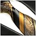 Paul Malone Gold and Black Silk Tie and Pocket Square Red Line