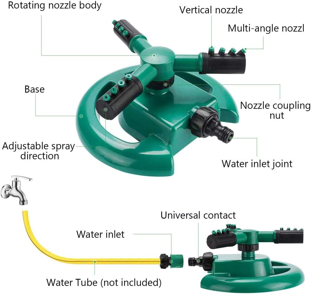 VALWORD Garden Sprinkler, 360 Degree Rotating Lawn Sprinkler Automatic Irrigation System 3600 Square Feet Coverage Oscillating Sprinkler for Garden Lawn Yard, Kids Playtime Outdoor : Garden & Outdoor