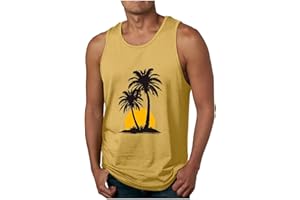 Mens Tank Tops Beach Summer Sleeveless Shirts Graphic Palm Tree Vacation Tanks Muscle Gym Tropical Hawaiian Tank Top