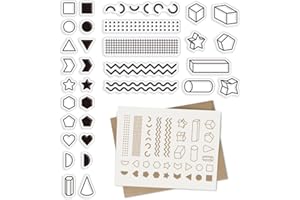 CRASPIRE Math Geometric Clear Rubber Stamp Heart Star Shape Vintage Transparent Silicone Seals Stamp for Journaling Card Maki