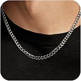 Jikasi Chain for Men Cool Gold/Silver Cuban Link Chain for Men Durable Stainless Steel Necklace for Hip Hop Jewelry for Gift 4mm 17/18/20/22/24/26 Inch
