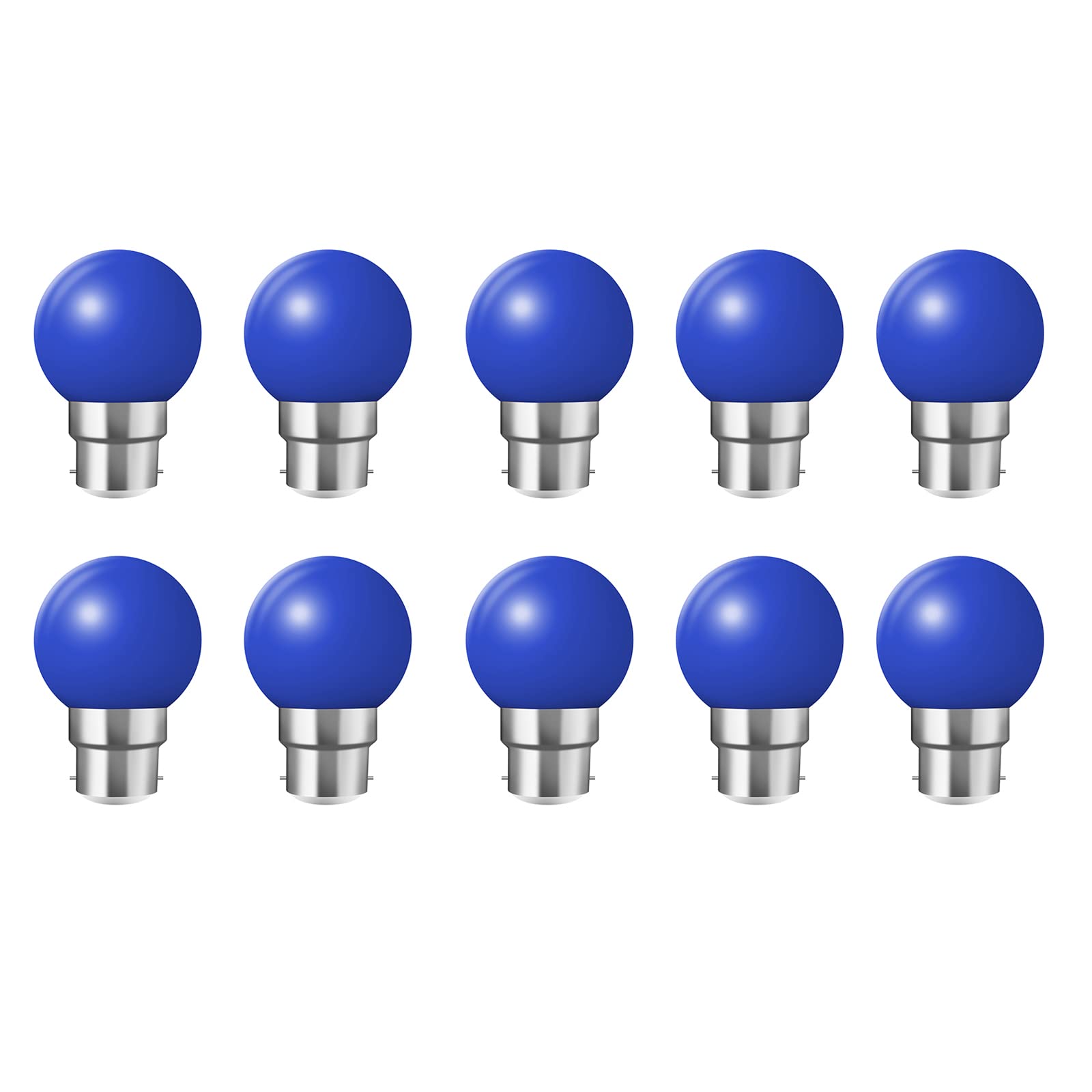 Jiotouhu 10x B22 Bayonet Cap LED Coloured Light Bulb Mini Globe Golfball Bulbs for Outdoor Patio Garden Party Christmas(Blue)