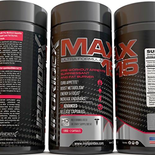 Liporidex MAX15 Weight Loss Supplements - Thermogenic Fat Burner Appetite Suppressant Pills Increase Energy Reduce Belly Fat Control Appetite and Lose Weight Fast - 72 Diet Pills