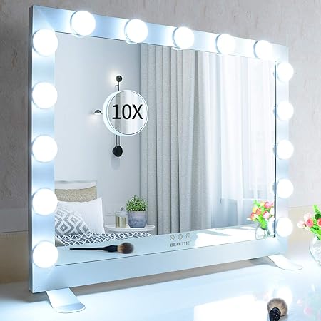 Amazon Wonstart 女優ミラー Led化粧鏡 ハリウッドミラー 15個led電球付き 3色調光 明るさ調整可能 スタンド付き 卓上 壁掛け両用 シルバー Wonstart 化粧鏡 通販