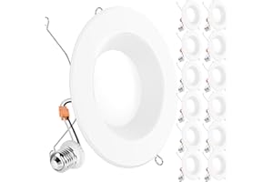Sunco Lighting 12 Pack 5/6 Inch LED Recessed Downlight, Baffle Trim, Dimmable, 13W=75W, 3000K Warm White, 1050 LM, Damp Rated