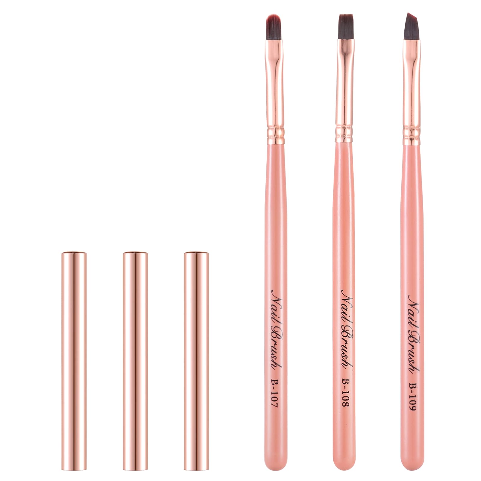 3Pcs Nail Art Brushes Set, Round Bevel Bevel Fingernail Design for Cleaning Polish Mistakes on the Cuticles, Acetone Resistant Manicure Tools Home Use DIY Professional Salon
