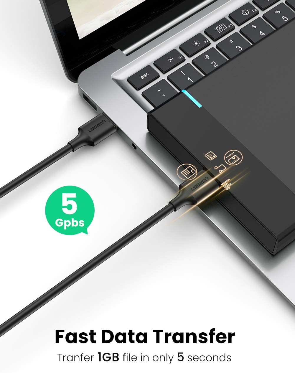 UGREEN USB 3.0 A to A Cable Type A Male to Male Cable Cord for Data Transfer Hard Drive Enclosures, Printers, Modems, Cameras (1.5FT): Computers & Accessories