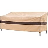 WJ-X3 3-Seater Patio Sofa Cover Waterproof, Heavy Duty Lawn Couch Cover UV Resistant, Porch Furniture Sets Cover Anti-Fading, High Wind Resistant, 93W x 42D x 42H Inches, Beige & Coffee
