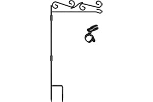 HOOSUN Garden Flag Stand, Premium Garden Flag Pole Holder Black Metal Powder-Coated Weather-Proof Paint, 37.8"H x 15.5"W For Outdoor Garden Lawn Without Flag