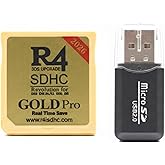 R4 SDHC Gold pro 2026 Dual Core Revolution Cartridge Compatible with New 2DS/3DS/LL/XL NDSL NDSI, Include a Card Adapter, NO Timebomb, Preloaded Plug and Play