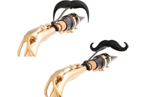 Sax-stache 2.0 - [2-Pack] Clip-on Mustache for Alto Saxophone, XL and Handlebar Combo Version, by Brasstache