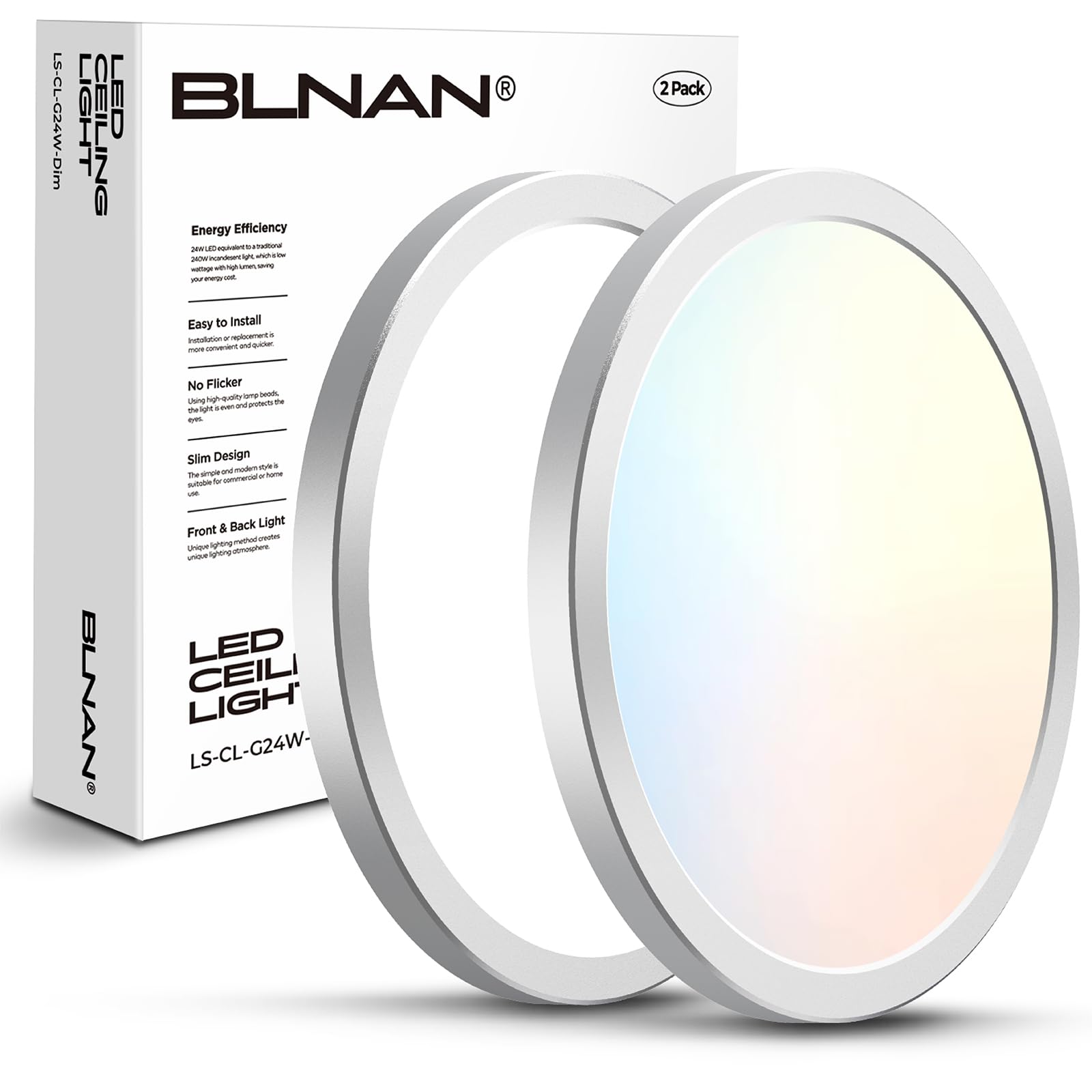 Photo 1 of BLNAN LED Flush Mount Ceiling Light Fixture, Super Slim 12 Inch 24W LED Ceiling Light, 3000K/4000K/5000K Selectable Ceiling Lamp - Round Flat Ceiling Lights Flush Mount for Kitchen Bathroom Shower