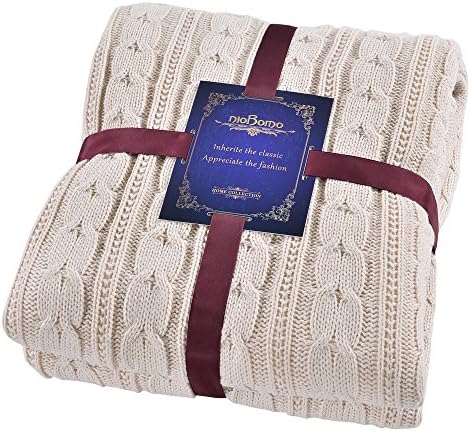 Knitted Dual Cable Throw with Lining Home Decoration Suitable for Sofa Car Bed Super Soft and Warm Double Cable Knitting Pattern 47 Inches By 70 Inches (7)
