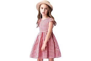 HILEELANG Toddler Little Girl Summer Dress Sleeveless Cotton Casual Flower Shirt Playwear Jumper Skirt Sundress