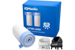 IQMAOGO 60 Count Heavy Duty Cat Litter Box Bags - Compatible with Neakasa M1 and PetPivot AutoScooper 11 Open-Top Self-Cleaning Litter Box,3 Mil Thickness,Leak-Proof Drawstring Trash Bags,27" x 13"