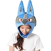 SAZAC Blue Lucario Pokemon Hat Costume for Adults - Premium Cozy Cap with Strap - Perfect Halloween Costume & Adult Cosplay