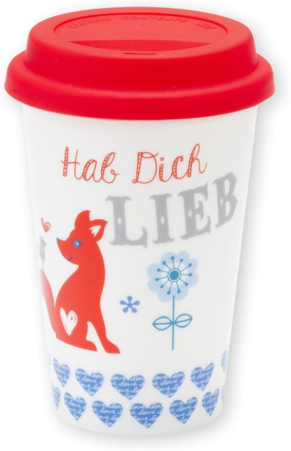 Die Geschenkewelt 43564 Becher mit Fuchs und Spruch Hab Dich lieb