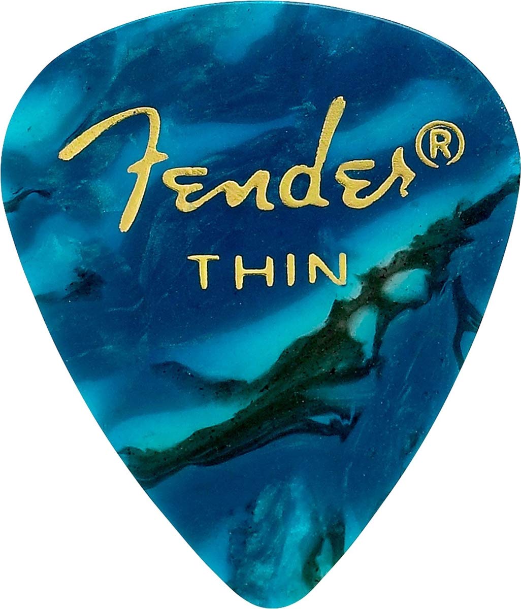 Fender Premium Celluloid 351 Shape Picks, Thin, Ocean Turquoise, 12-Pack
